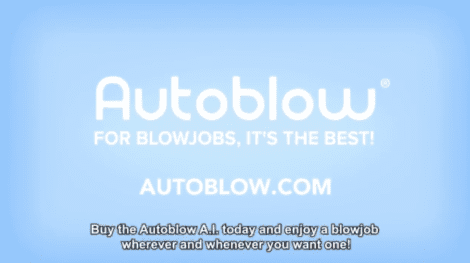 Promotional image for Autoblow A.I. with text on a blue background.